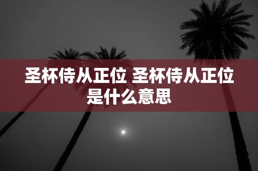圣杯侍从正位 圣杯侍从正位是什么意思