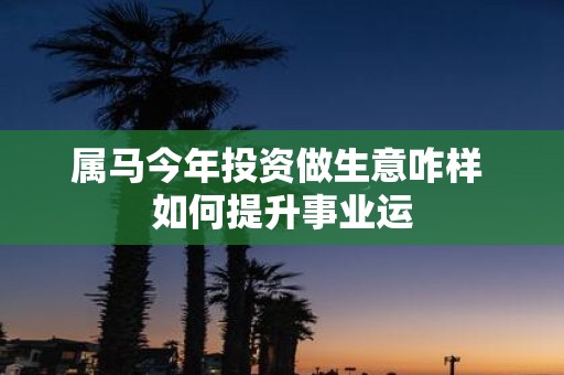 属马今年投资做生意咋样 如何提升事业运