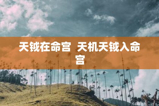 天钺在命宫 天机天钺入命宫