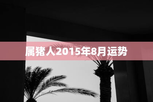 属猪人2015年8月运势