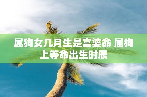 属狗女几月生是富婆命 属狗上等命出生时辰