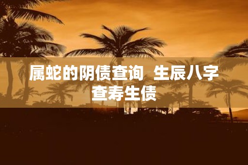 属蛇的阴债查询 生辰八字查寿生债