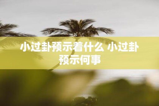 小过卦预示着什么 小过卦预示何事