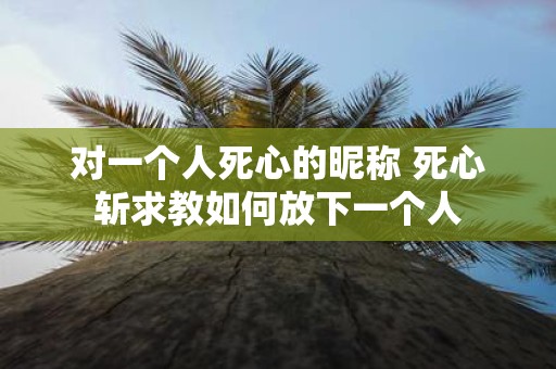 对一个人死心的昵称 死心斩求教如何放下一个人