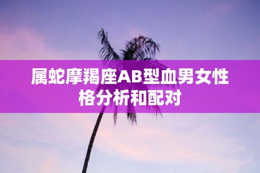 属蛇摩羯座AB型血男女性格分析和配对