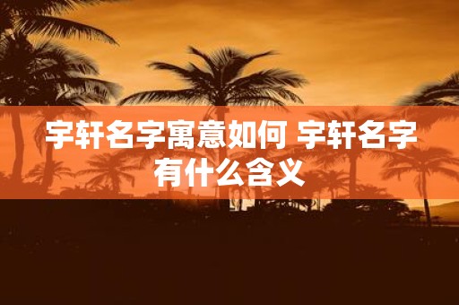宇轩名字寓意如何 宇轩名字有什么含义