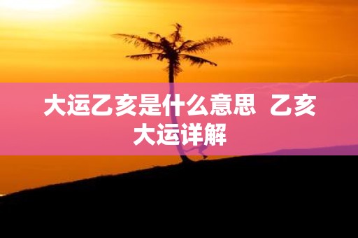 大运乙亥是什么意思 乙亥大运详解