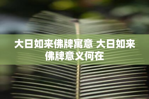 大日如来佛牌寓意 大日如来佛牌意义何在