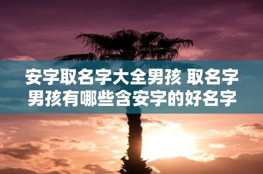 安字取名字大全男孩 取名字男孩有哪些含安字的好名字