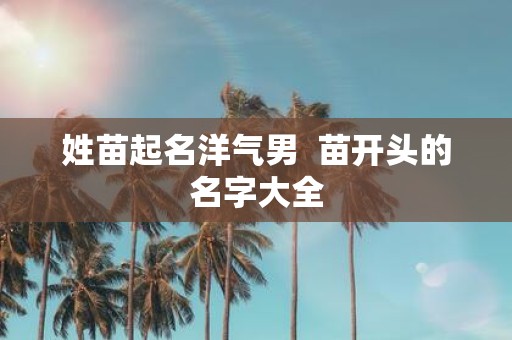姓苗起名洋气男 苗开头的名字大全