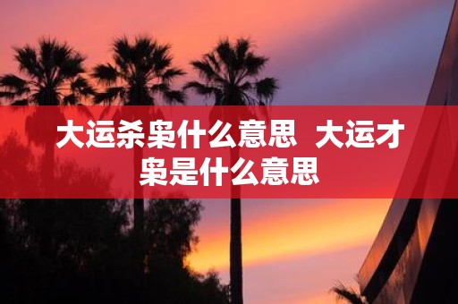 大运杀枭什么意思 大运才枭是什么意思