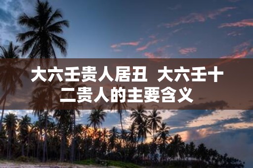 大六壬贵人居丑 大六壬十二贵人的主要含义