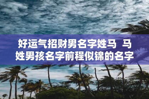 好运气招财男名字姓马 马姓男孩名字前程似锦的名字