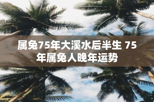 属兔75年大溪水后半生 75年属兔人晚年运势