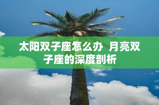 太阳双子座怎么办 月亮双子座的深度剖析