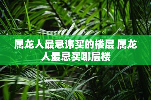 属龙人最忌讳买的楼层 属龙人最忌买哪层楼