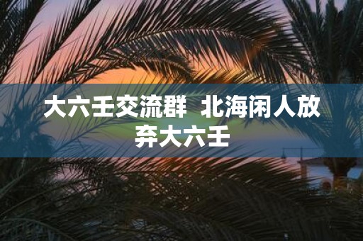 大六壬交流群 北海闲人放弃大六壬