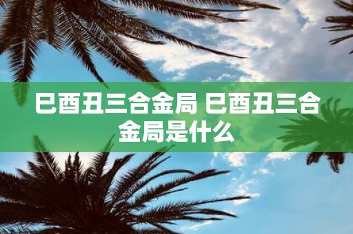 巳酉丑三合金局 巳酉丑三合金局是什么