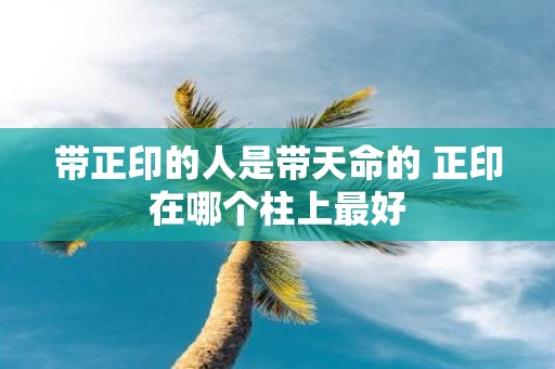 带正印的人是带天命的 正印在哪个柱上最好