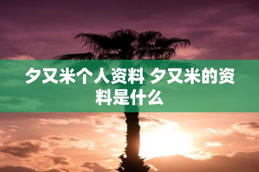 夕又米个人资料 夕又米的资料是什么