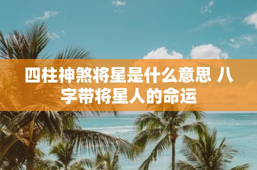 四柱神煞将星是什么意思 八字带将星人的命运