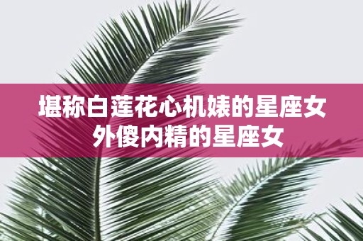 堪称白莲花心机婊的星座女 外傻内精的星座女