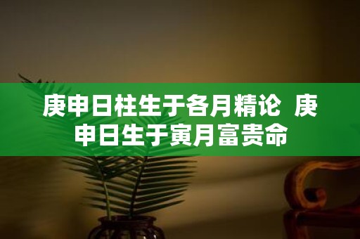 庚申日柱生于各月精论 庚申日生于寅月富贵命