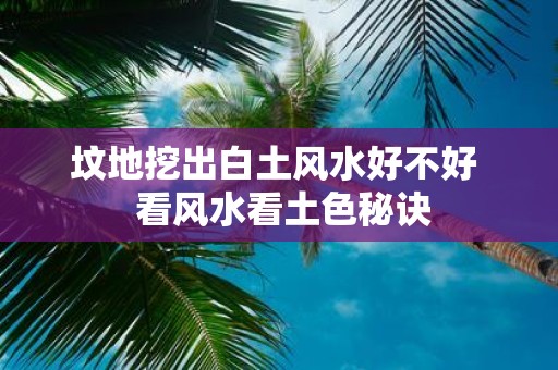 坟地挖出白土风水好不好 看风水看土色秘诀