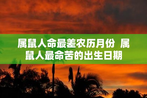 属鼠人命最差农历月份 属鼠人最命苦的出生日期