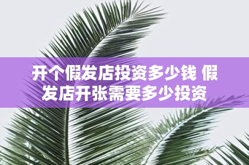 开个假发店投资多少钱 假发店开张需要多少投资