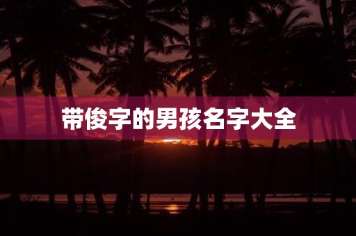 带俊字的男孩名字大全