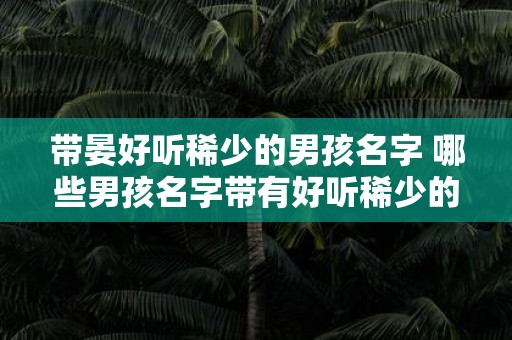 带晏好听稀少的男孩名字 哪些男孩名字带有好听稀少的晏字