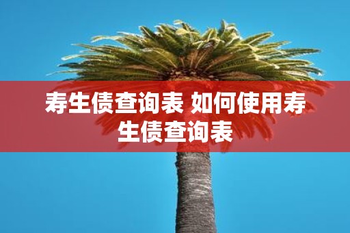 寿生债查询表 如何使用寿生债查询表