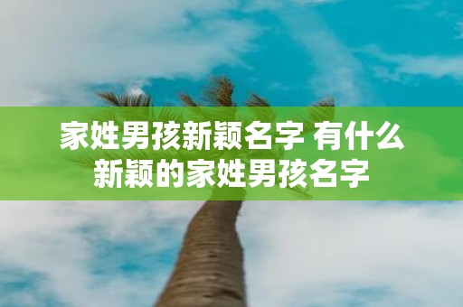家姓男孩新颖名字 有什么新颖的家姓男孩名字