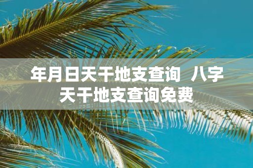 年月日天干地支查询 八字天干地支查询免费