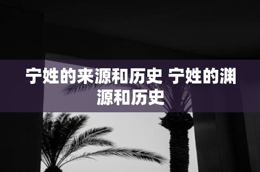 宁姓的来源和历史 宁姓的渊源和历史