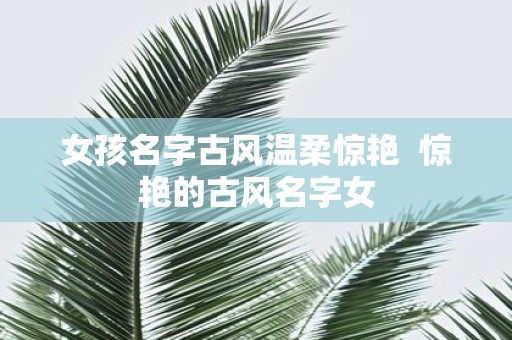 女孩名字古风温柔惊艳 惊艳的古风名字女
