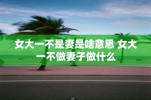 女大一不是妻是啥意思 女大一不做妻子做什么