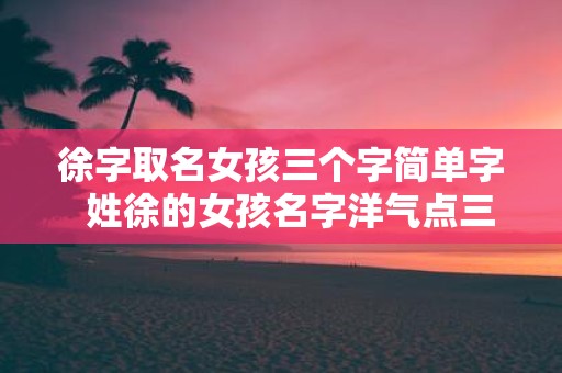 徐字取名女孩三个字简单字 姓徐的女孩名字洋气点三个字