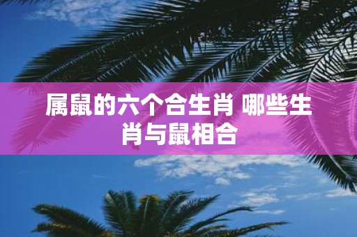 属鼠的六个合生肖 哪些生肖与鼠相合