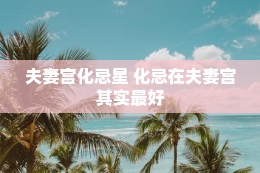 夫妻宫化忌星 化忌在夫妻宫其实最好