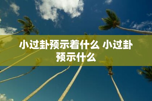 小过卦预示着什么 小过卦预示什么