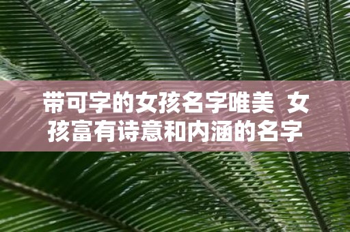 带可字的女孩名字唯美 女孩富有诗意和内涵的名字