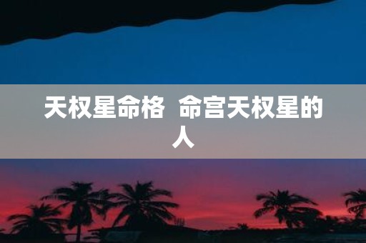 天权星命格 命宫天权星的人