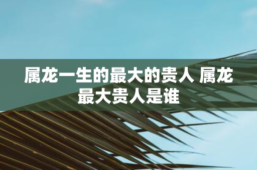 属龙一生的最大的贵人 属龙最大贵人是谁
