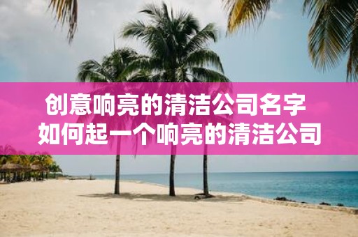 创意响亮的清洁公司名字 如何起一个响亮的清洁公司名字