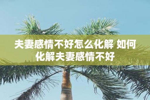 夫妻感情不好怎么化解 如何化解夫妻感情不好