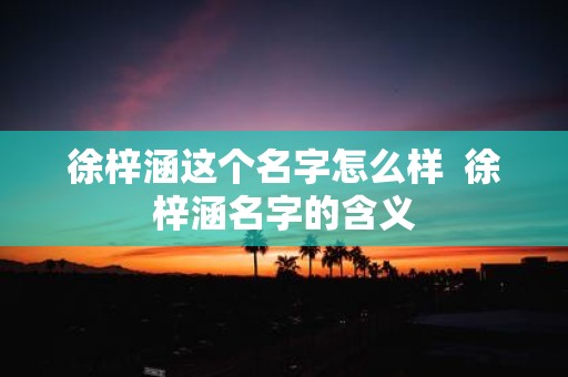 徐梓涵这个名字怎么样 徐梓涵名字的含义