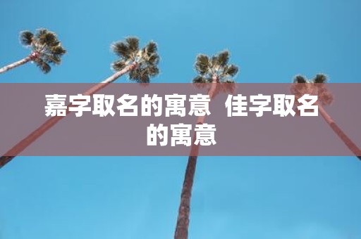 嘉字取名的寓意 佳字取名的寓意