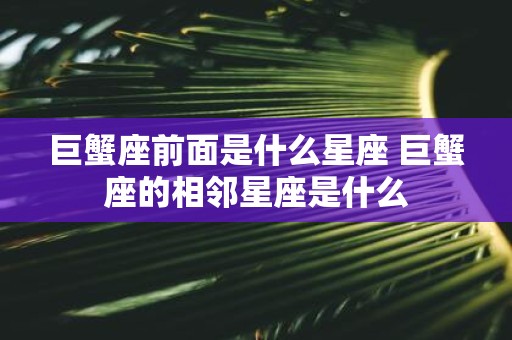 巨蟹座前面是什么星座 巨蟹座的相邻星座是什么